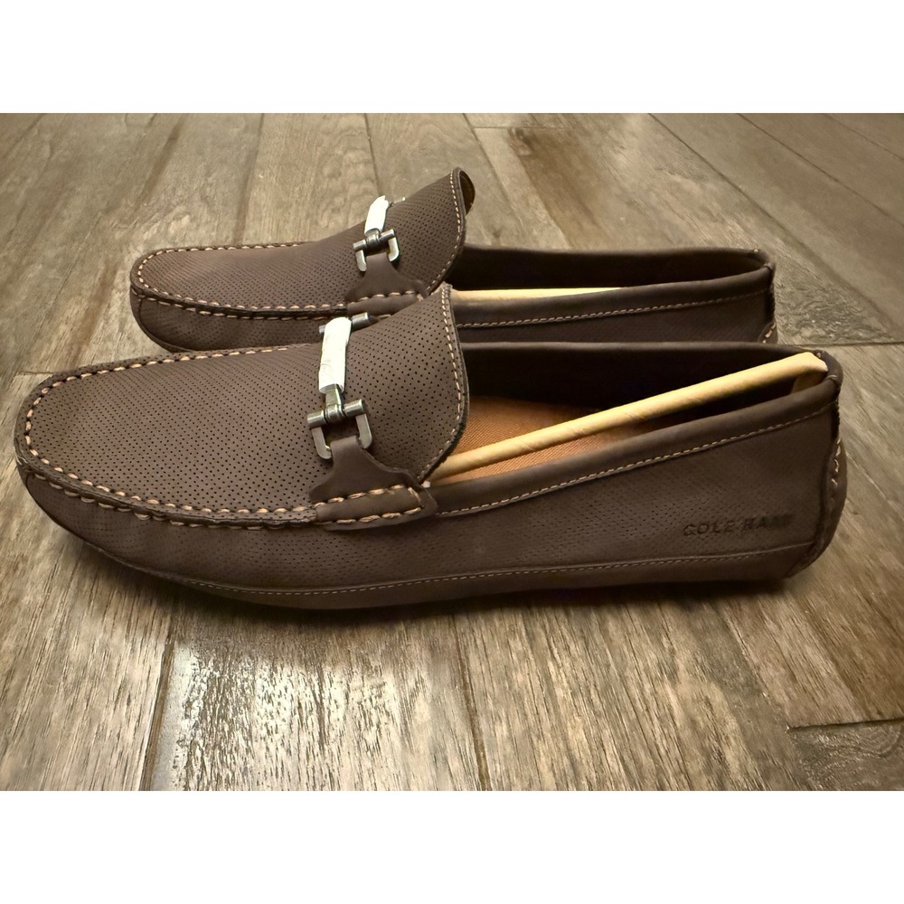 Cole Haan Wyatt Bit Driver Mens 10.5 Brown Perforated Nubuck Loafers C37222